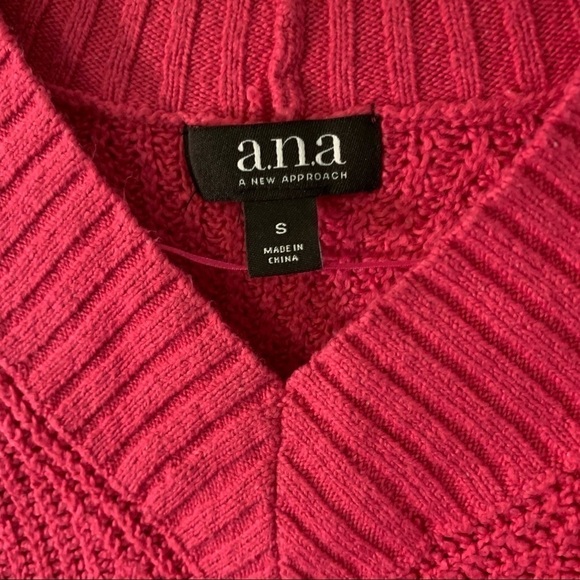 A.n.a. V-Neck High Low Sweater Catalina Hot Pink - Picture 12 of 14